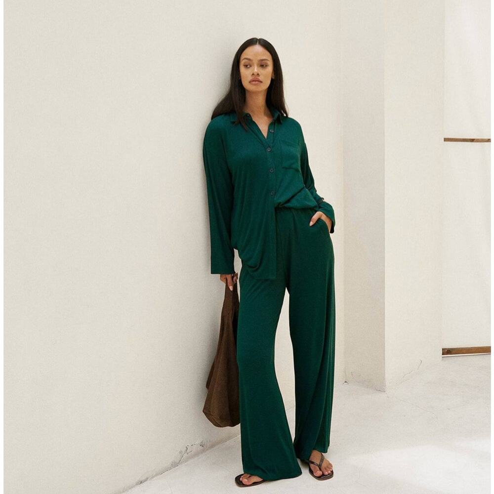 Riot Swim Rory Wide Leg Pant Forest Green Size Large Sold Out Lounge Pant
